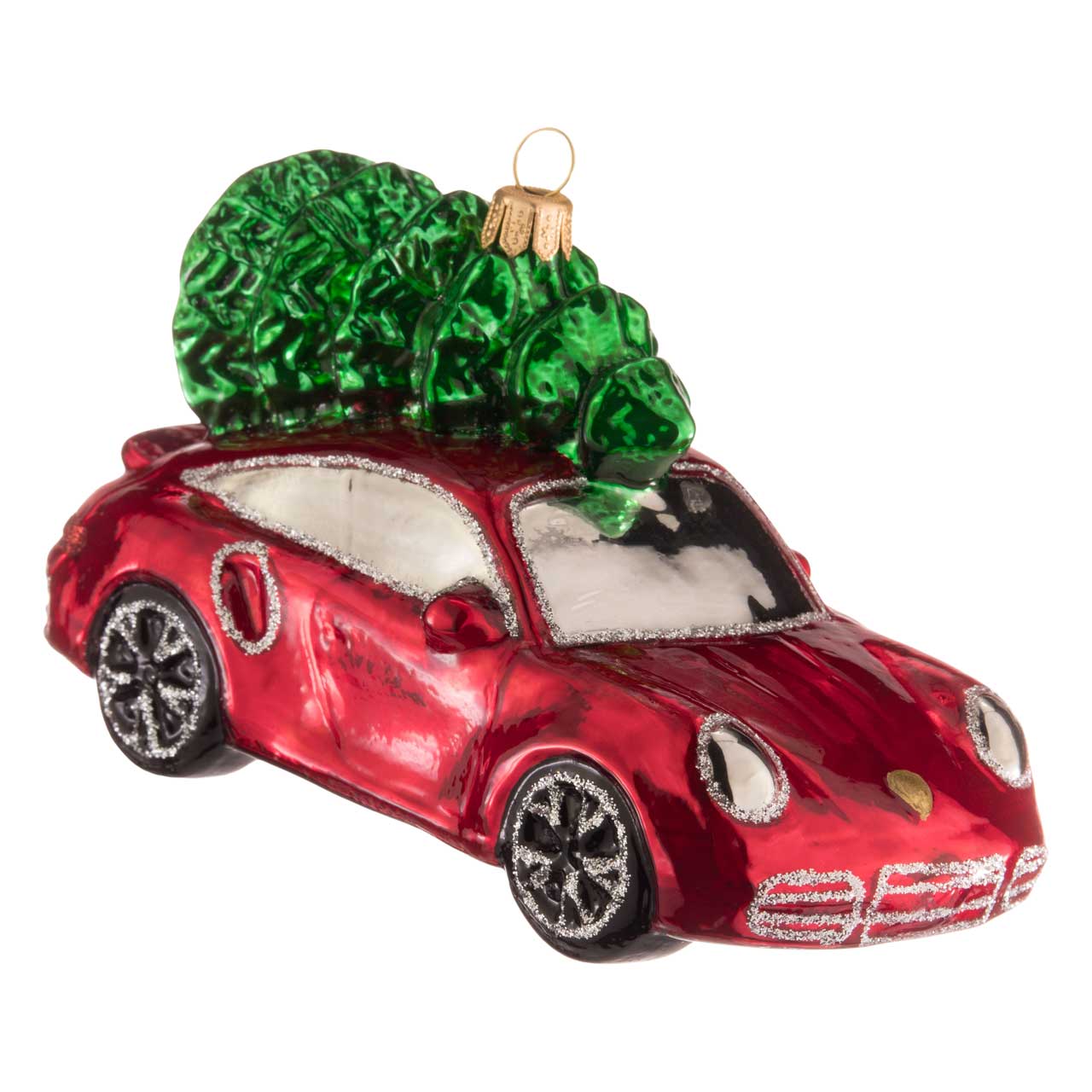 Sports car with Christmas tree